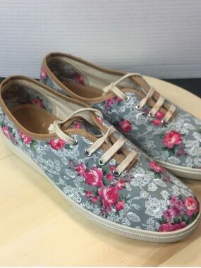 Hotter Pumps Shoes Flats Plimsoles Trainers Lace Up Floral Pattern Sz 10